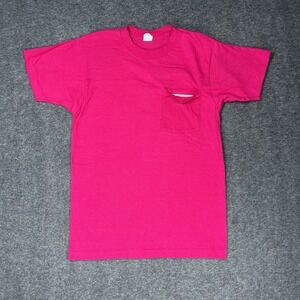 Vintage 80s BVD T-Shirt Mens M Pink Blank Single Stitch Selvedge Pocket